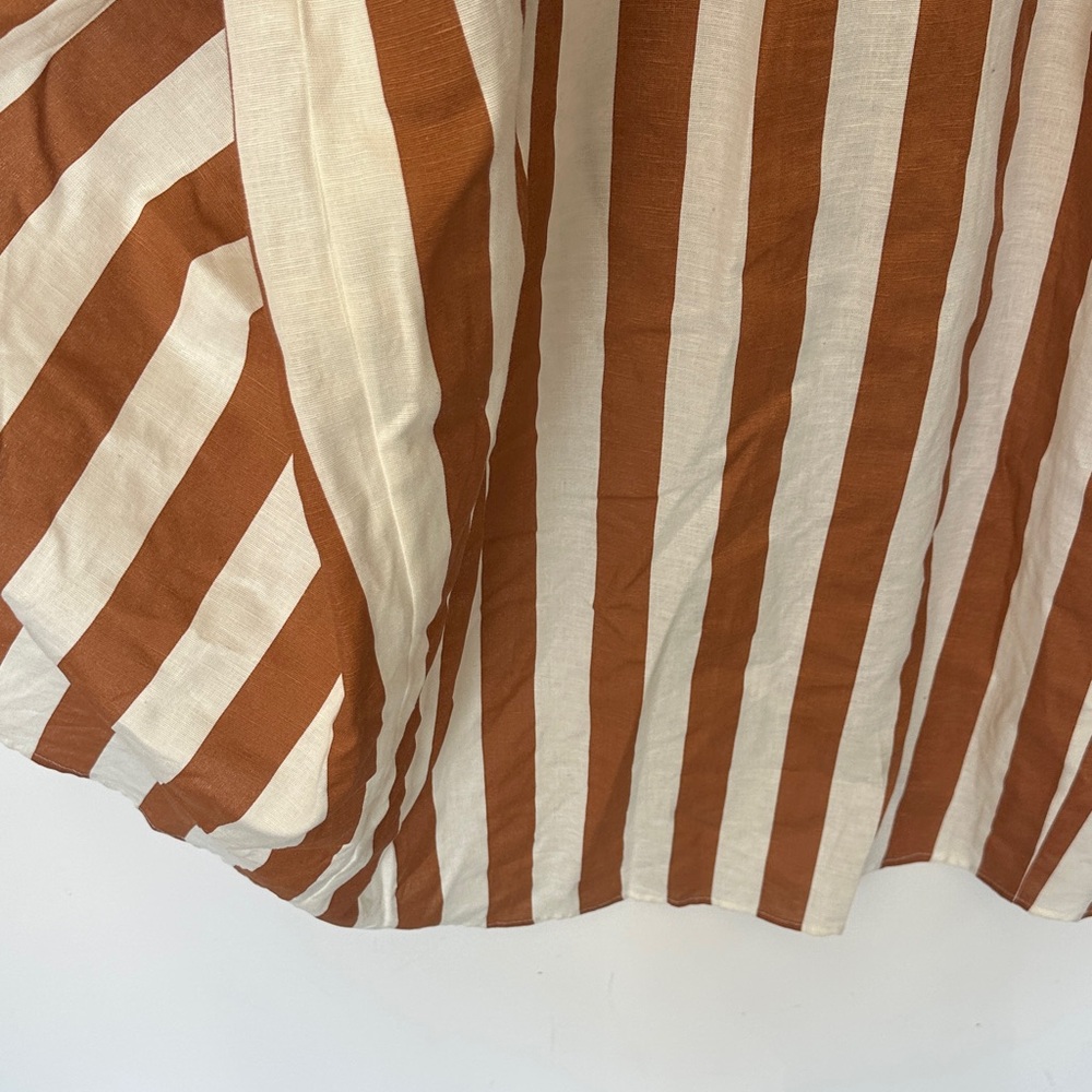ASOS Brown and White Striped Midi wrap Dress 8 - Picture 8 of 9